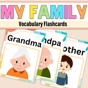 Preview of My Family Vocabulary Flashcards | My Family  Members For Special Education