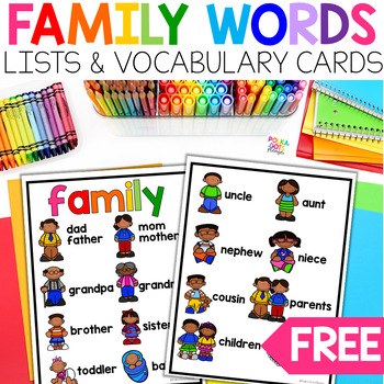 Preview of FREE Family Words | Word Bank | Kindergarten Writing Center