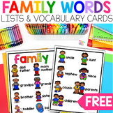 FREE Family Words | Word Bank | Kindergarten Writing Center