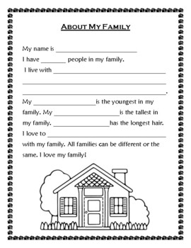 my family worksheet by momina rashid teachers pay teachers