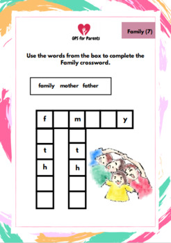 Preview of My Family Worksheets for Preschool, Kindergarten and PreK