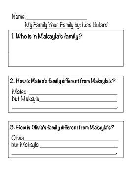 Preview of My Family, Your Family by Lisa Bullard Worksheet