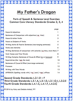 Preview of My Father’s Dragon:  GRAMMAR PACKET for students & teachers