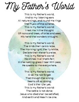 Preview of My Father's World Hymn Printable Lyrics Poster
