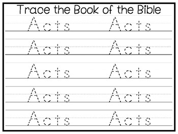 my favorite book of the bible acts tracing worksheets and