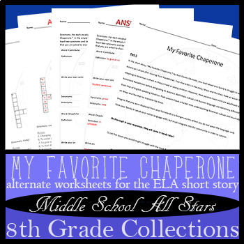 Preview of My Favorite Chaperone - Alternative Assignments: Creative Writing, Vocab, & more