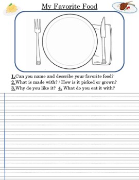 Preview of My Favorite Food Writing Activity - Grade 1 and 2