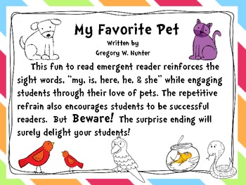 My Favorite Pet ~ An Emergent Reader by 
