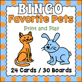 My Favorite Pets BINGO & Memory Matching Card Game Activity