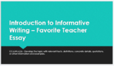 My Favorite Teacher - Lesson plans and student slides