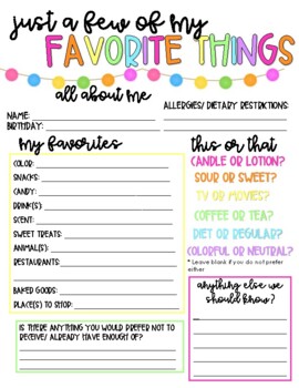 Preview of My Favorite Things List