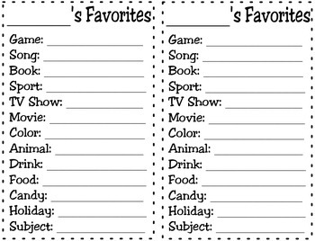 favorite things student interest inventory apple