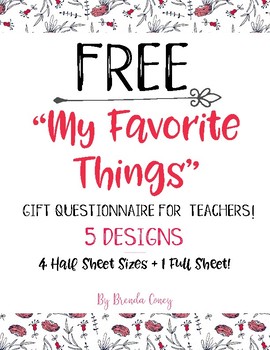 FREE! Printable Teacher Favorite Things - MindyMakes