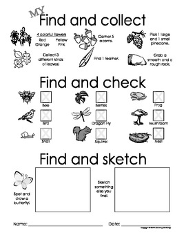 My Find and Collect, Check and Sketch! - Nature Scavenger Hunt | TpT