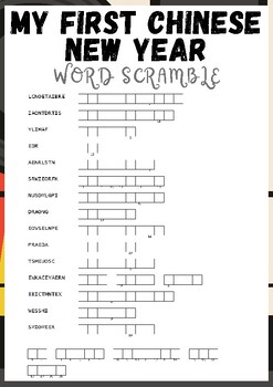 Preview of My First Chinese New Year No Prep Word scramble puzzle worksheet activity