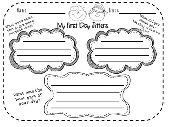 My First Day Jitters Writing Activity By Cupcakes And Polka Dots
