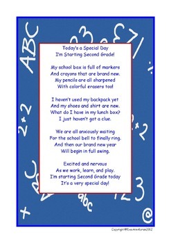My First Day in Second Grade Poem by DeeAnnMoran | TpT