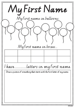 Preview of My First Name Worksheets