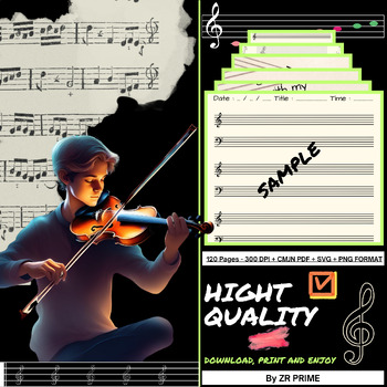 Preview of My First Partitions Scores | 120 Blank sheet of music | 300 DPI | Inspirational