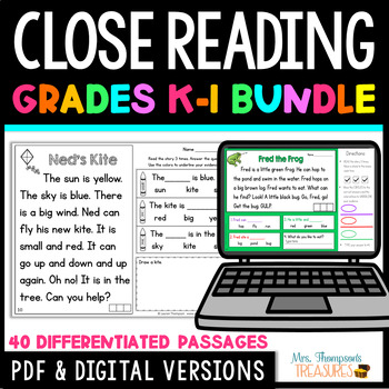 Preview of Reading Comprehension Passages and Questions for Beginners - Bundle + Digital