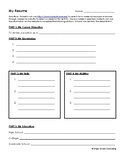 My First Resume Career Lesson Activity Worksheet for Grades 3-5