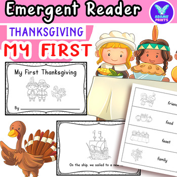 Preview of My First Thanksgiving ELA Emergent Reader Vocabulary Activities NO PREP