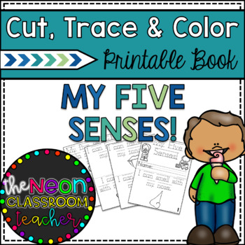 Preview of My Five Senses Cut, Trace, and Color Printable Book