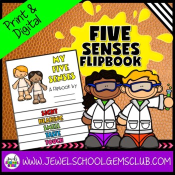 Preview of My Five Senses Science Activity | 5 Senses Writing Flip Book Graphic Organizer