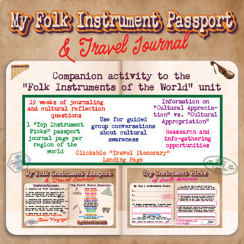 Preview of My Folk Instrument Passport/Travel Journal: for "Folk Instruments of the World" 