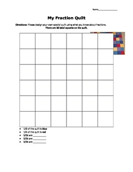 Preview of My Fraction Quilt: A Fractions Performance Task