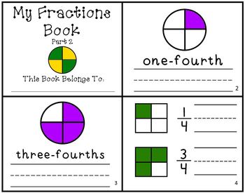 Preview of My Fractions Book Part 2 Intro to Fractions Reader Mini-Book Fourths