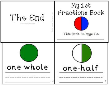 Preview of My First Fractions Book Intro to Fractions Mini-Book Whole & One Half