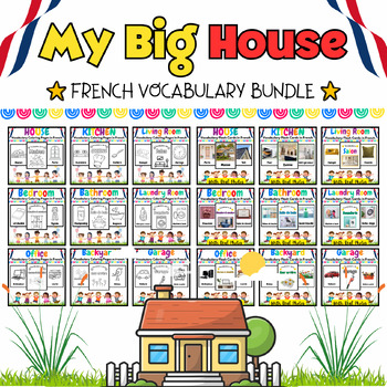 Preview of My French Big House Coloring Pages & Flash Cards BUNDLE for Kids - 563 Pages