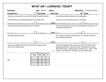 Preview of My Friends and Pets Week daily Lesson Plans and Vocabulary