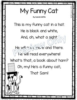 cat poem funny printable poems dr rhyming rhyme seuss poetry pet kindergarten grade twinkle star rhymes learning teachers nursery