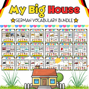 Preview of My German Big House Flash Cards BUNDLE for PreK & Kinder Kids - 563 Printables