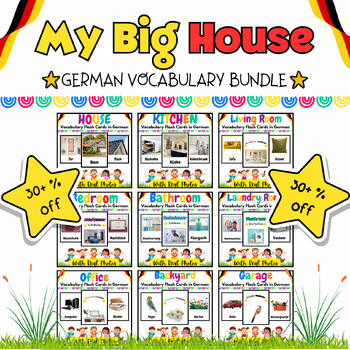 Preview of My German Big House Real Pics Vocabulary Flash Cards Bundle for Kids - 282 Pages