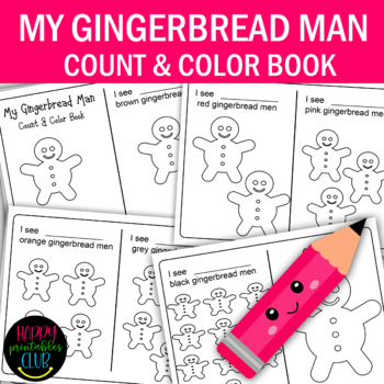 Preview of My Gingerbread Man Count and Color Book Number 1-10 for Pre-K/Kindergarten