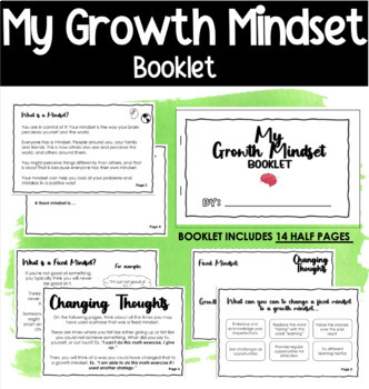 Preview of My Growth Mindset Booklet | Social Emotional Learning | Changing Thoughts