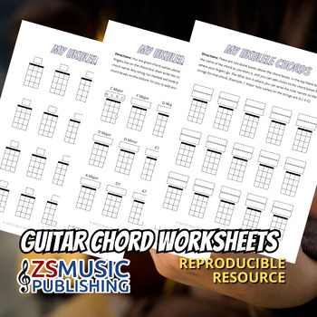 Preview of My Guitar Chords - 3 Worksheets for Chord Notation