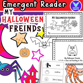 Preview of My Halloween Friends Emergent Reader Kindergarten ELA Activities NO PREP