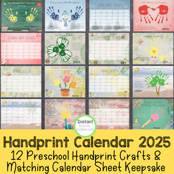 Preview of My Handprint Calendar 2024, Memory Book Printable for Toddler, PreK, Preschool K