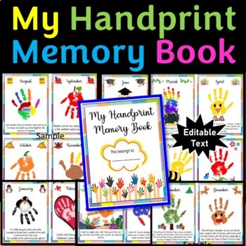 Preview of My Handprint Memory Book with Poems, Year-long Memory Book