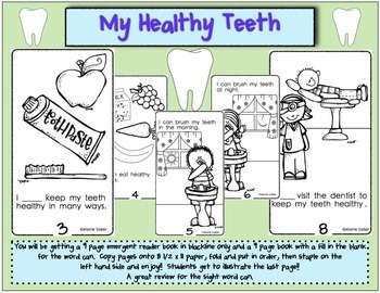 Healthy Teeth Reader by Kitty Kitty Kindergarten | TPT