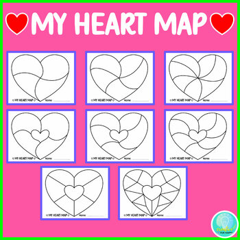 Preview of My Heart Map Template, Love is Writing, Heart Map for Writing, My Heart is full