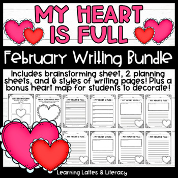 Preview of My Heart is Full Valentine's Day Writing February Activity Heart Map Craftivity