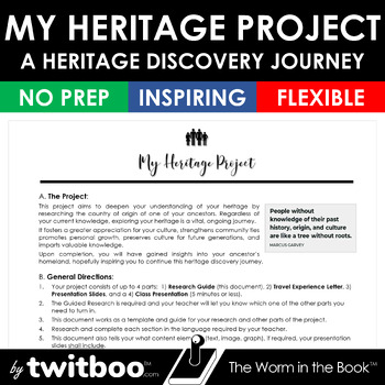 Preview of My Heritage Project with 3 Rubrics