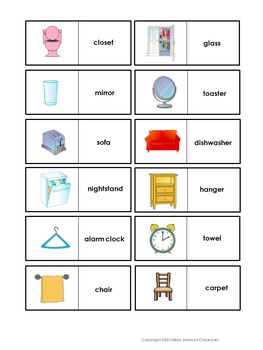 English Vocabulary Dominoes - Household Items