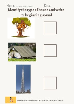Preview of My House themed worksheets