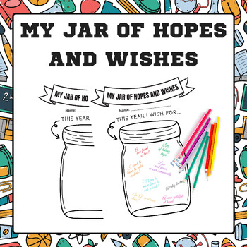 Preview of My Jar of Hopes and Wishes Template | Back to School Activities 